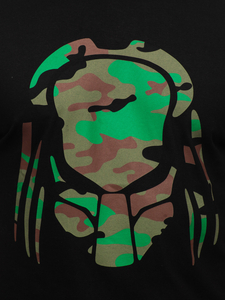 T-shirt da uomo nera in cotone stampato Bolf 192379