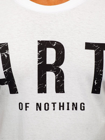 T-shirt bianca stampata da uomo in cotone Bolf 1180