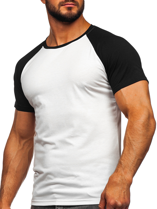 T-shirt da uomo bianco-nera Bolf 8T82