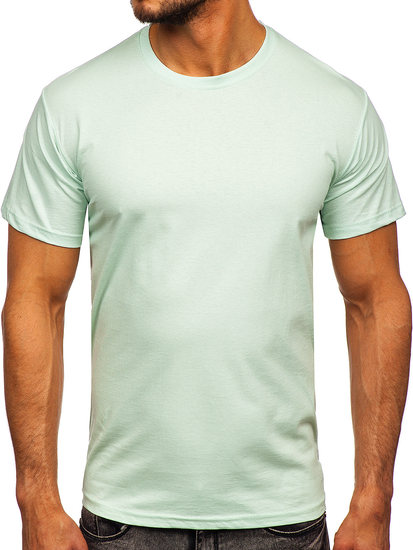 T-shirt semplice da uomo in cotone color menta chiaro Bolf 192397