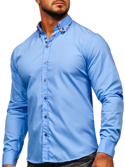 Camicia elegante a manica lunga da uomo celeste Bolf 3701