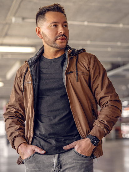 Giacca in cotone mezza stagione da uomo marrone Bolf 84M3010A