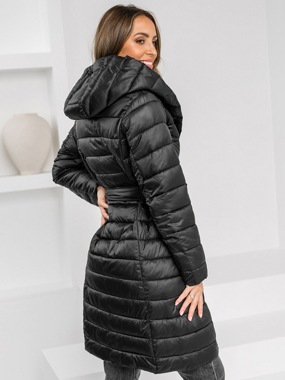 Lungo inverno da donna Cappotto trapuntato con cappuccio nero Bolf 5M3159A