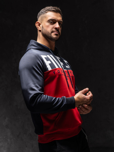 Felpa con stampa con cappuccio da uomo rossa Bolf HY972