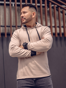 Felpa con cappuccio da uomo beige-nero Bolf 145380