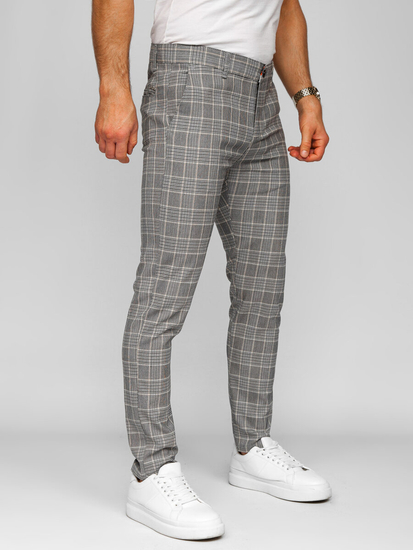 Uomo Pantaloni eleganti a quadri Grigio Bolf 184171