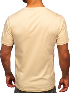 T-shirt di cotone da uomo beige Bolf 0001