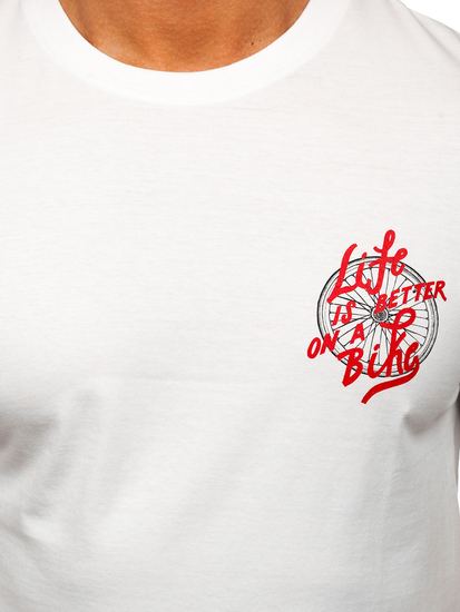 Uomo T-shirt in cotone con stampa Bianco Bolf MPO3555