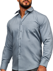Camicia elegante a maniche lunghe da uomo antracite Bolf M14