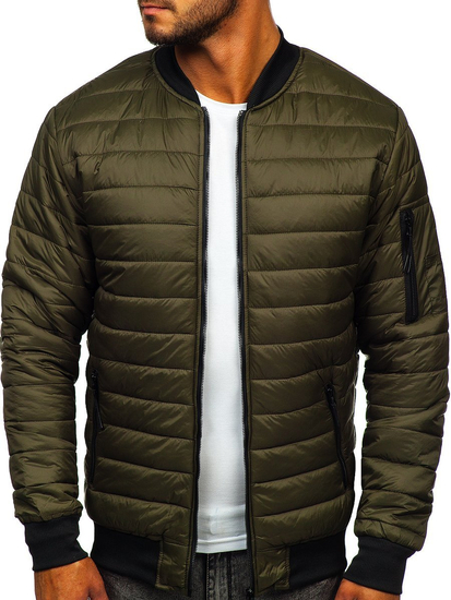 Giacca trapuntata mezza stagione tipo bomber da uomo khaki Bolf MY-02A