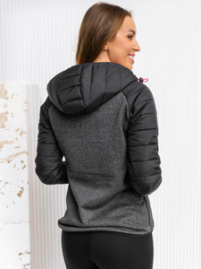 Giacca con cappuccio da donna per la mezza stagione nera Bolf KSW4005A1