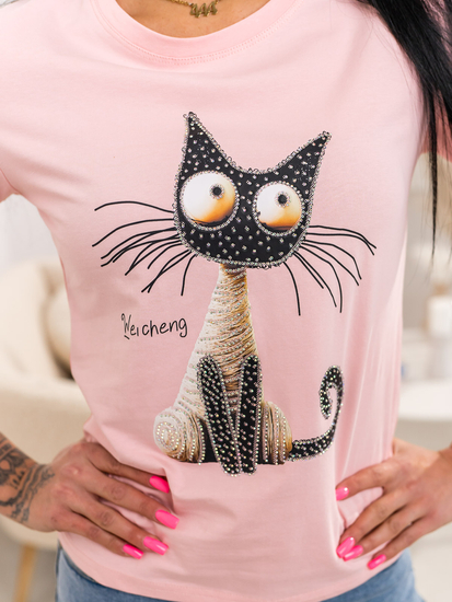 Donna T-shirt stampata Rosa Bolf 95T2515