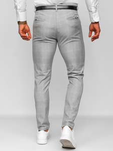 Uomo Pantaloni eleganti a quadri Grigio-Bianco Bolf 0036