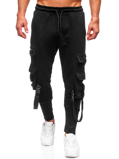 Pantaloni jogger tipo cargo da uomo neri Bolf 6582