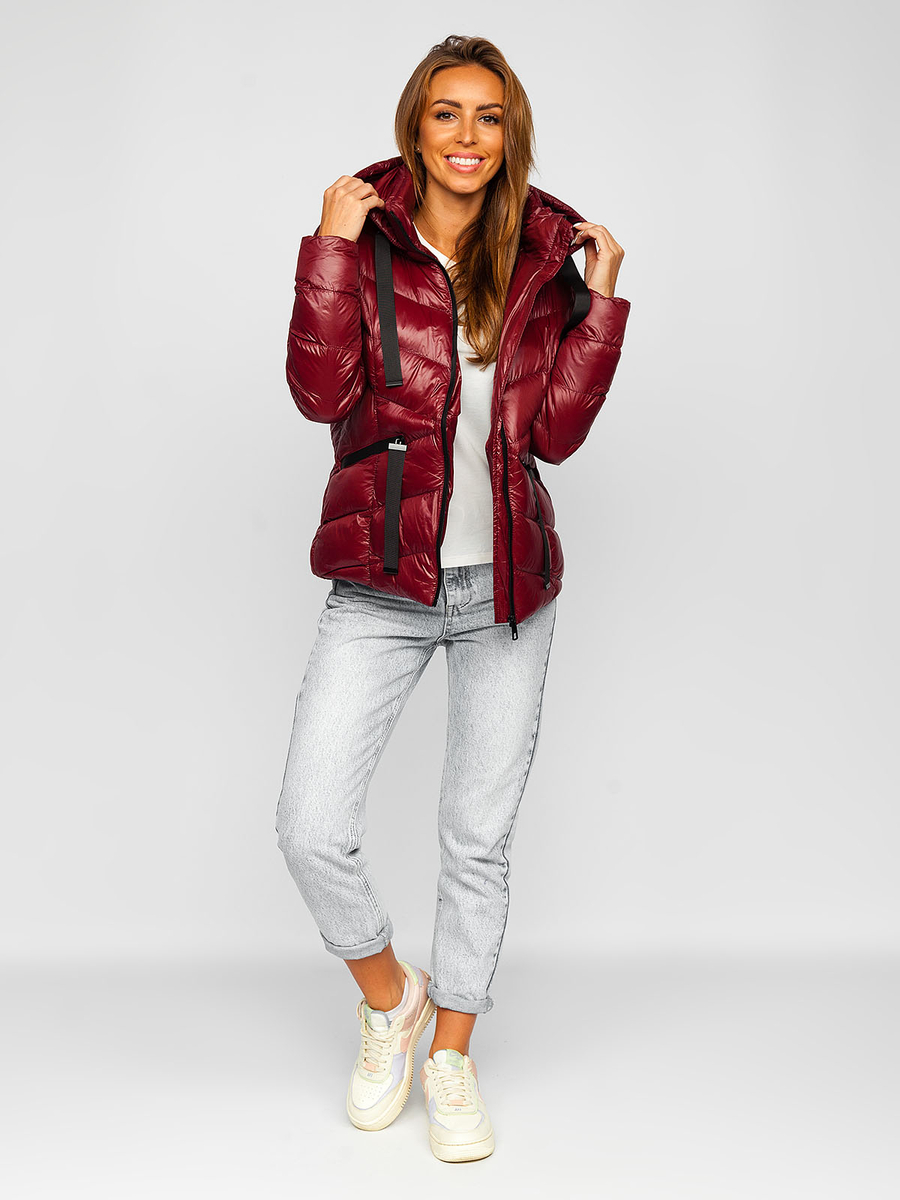 Giubbotto trapuntato invernale con cappuccio da donna bordò Bolf 23066