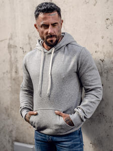 Felpa con cappuccio da uomo grigia Bolf MB001A