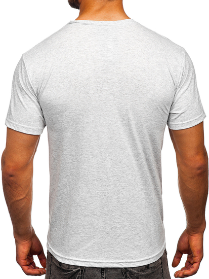 T-shirt semplice da uomo in cotone grigio chiaro Bolf 192397