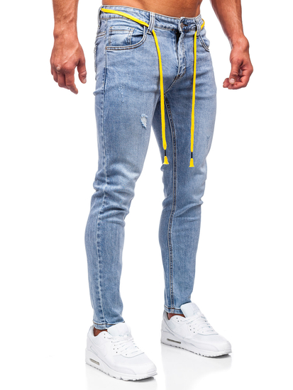 Pantaloni in jeans regular fit da uomo azzurri Bolf KX568