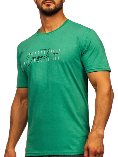 Uomo T-shirt in cotone con stampa Verde Bolf 5032