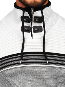 Maglione con colletto rialzato da uomo bianco Bolf 1051