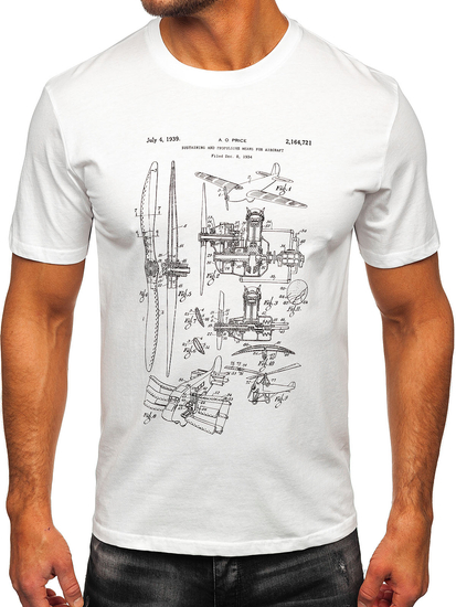 Uomo T-shirt in cotone con stampa Bianco Bolf MPO3538