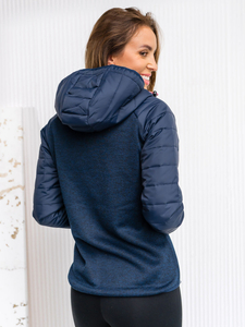 Giacca con cappuccio da donna per la mezza stagione blu navy Bolf KSW4005A1