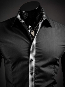 Camicia elegante da uomo a manica lunga nera Bolf 0939A