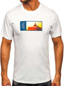 Uomo T-shirt in cotone con stampa Bianco Bolf MPO3559