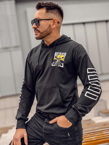 Uomo Felpa con cappuccio stampata Nero Bolf HM611A