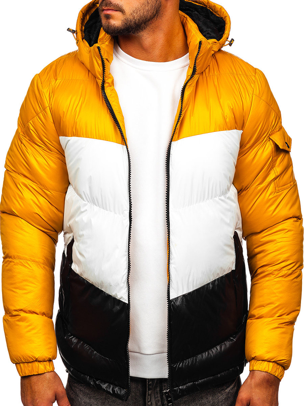 Giubbotto invernale trapuntato da uomo cammello-nero Bolf 6593