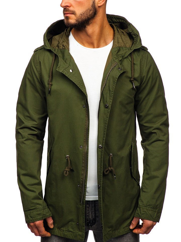 Giacca mezza stagione tipo parka da uomo verde Bolf 5391