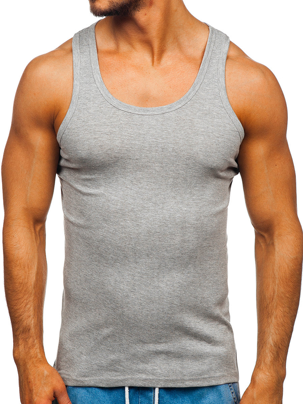 Maglietta tank top senza stampa grigio Bolf NB001