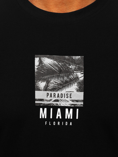 Uomo T-shirt in cotone con stampa Nero Bolf MPO3500