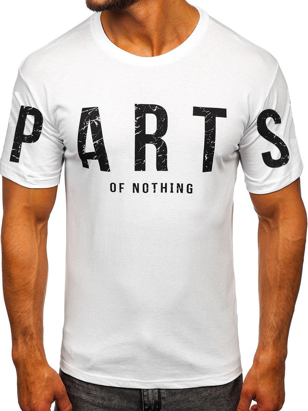 T-shirt bianca stampata da uomo in cotone Bolf 1180