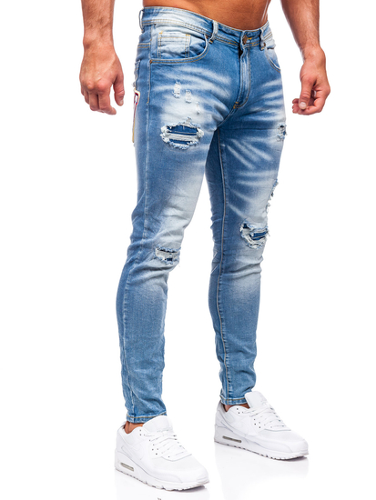 Pantaloni in jeans skinny fit da uomo blu Bolf E7869B