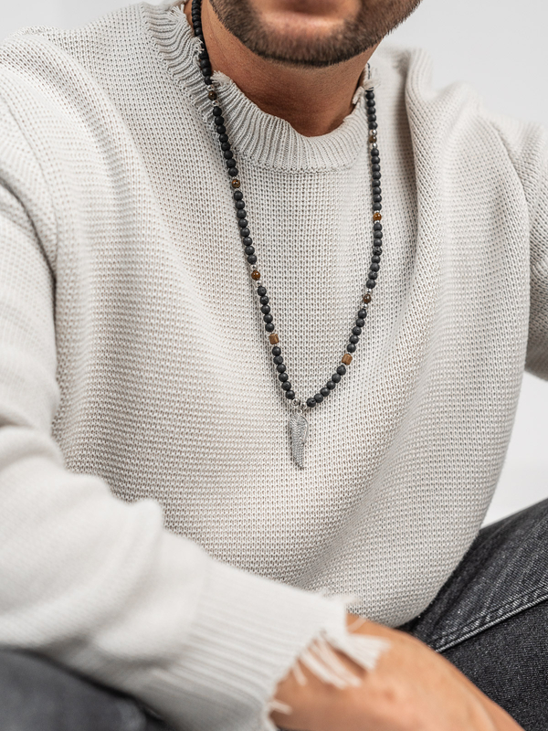 Uomo Collana con perline Nero Bolf TT5503