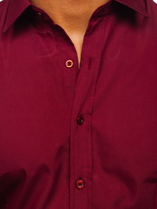 Camicia elegante da uomo bordeaux a maniche lunghe Bolf 1703