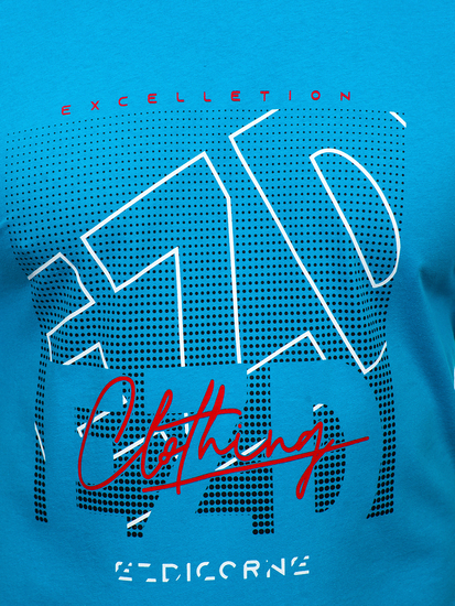 T-shirt in cotone da uomo turchese Bolf 14748