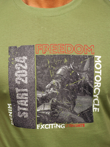 Uomo T-shirt in cotone con stampa Verde Bolf MPO3475