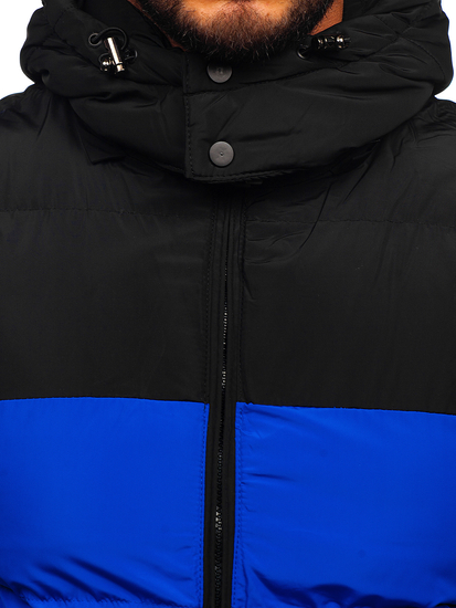 Gilet trapuntato con cappuccio da uomo azzurro Bolf 1189