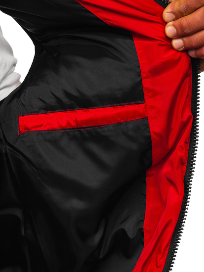 Gilet spesso trapuntato con cappuccio da uomo rosso Bolf 7126