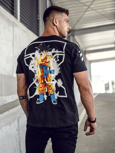 T-shirt con stampa da uomo nera Bolf 14404A