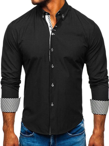 Camicia elegante a manica lunga da uomo nera Bolf 5796-1