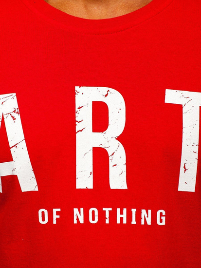 T-shirt rossa stampata da uomo in cotone Bolf 1180