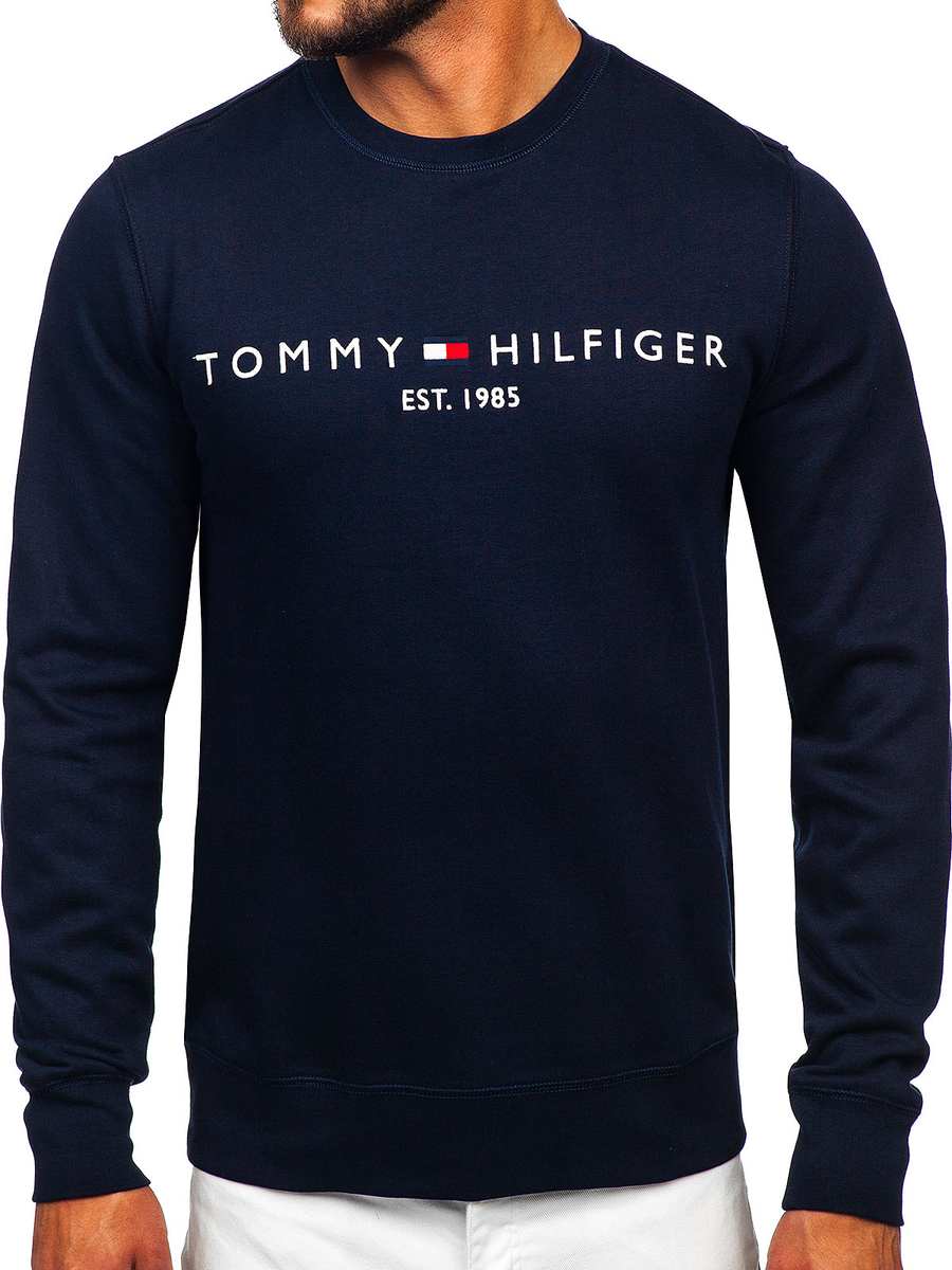 Felpa Uomo Tommy Prezzo Felpa Tommy Hilfiger Felpa Con Stampa Senza Cappuccio Da Uomo Tommy Hilfiger Blu MW0MW11596