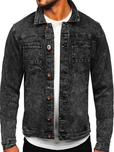 Giacca in denim da uomo nera Bolf RC61125W1