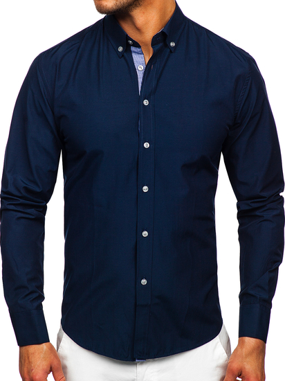 Camicia a manica lunga da uomo blu Bolf 20719