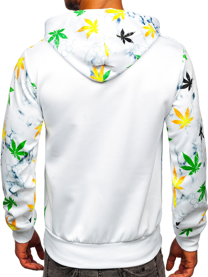 Felpa con stampa con cappuccio da uomo bianca Bolf HM258