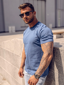 Maglietta da uomo in cotone blu Bolf 192397A