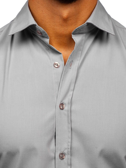 Camicia elegante da uomo grigia a maniche lunghe Bolf 1703